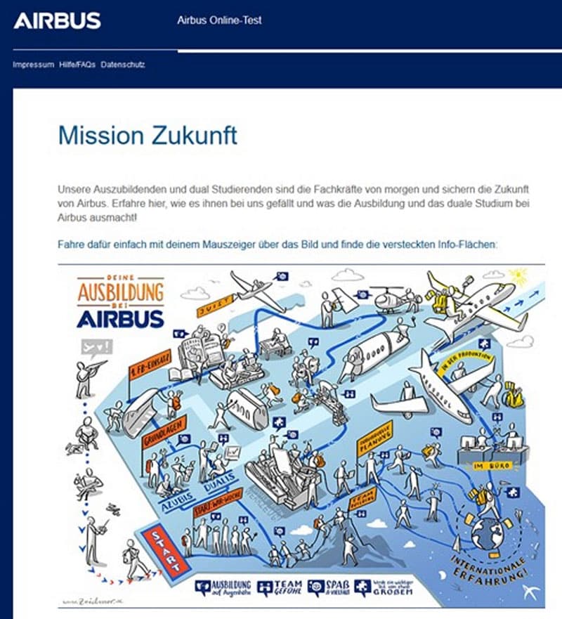 Wimmelbild Airbus als Arbeitgeber